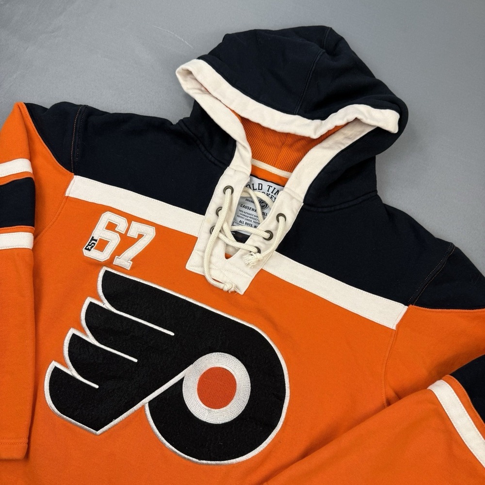 Philadelphia Flyers '67 Inaugural Jersey Sweatshirt Hoodie Old Time Hockey Sz M
